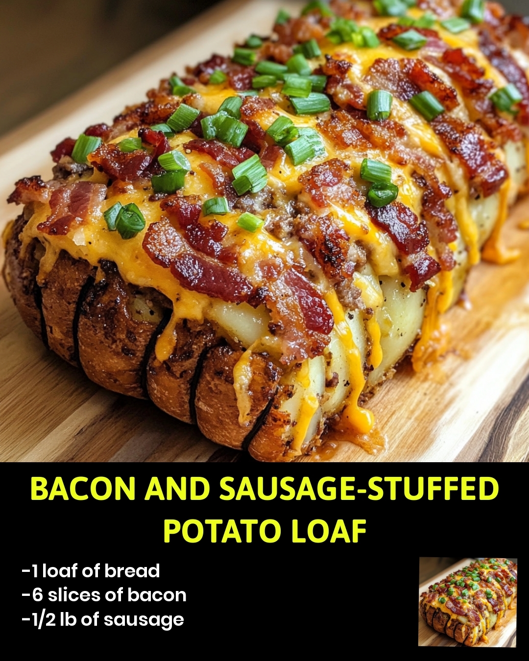 Bacon and Sausage-Stuffed Potato Loaf