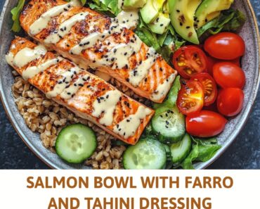 Salmon Bowl with Farro and Tahini Dressing