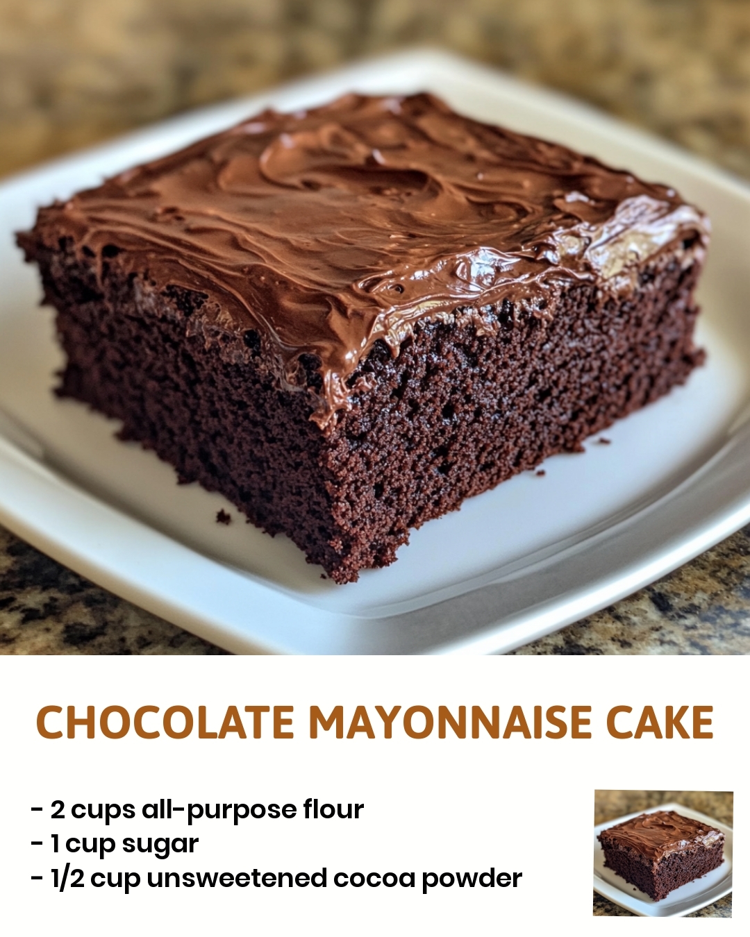 Chocolate Mayonnaise Cake