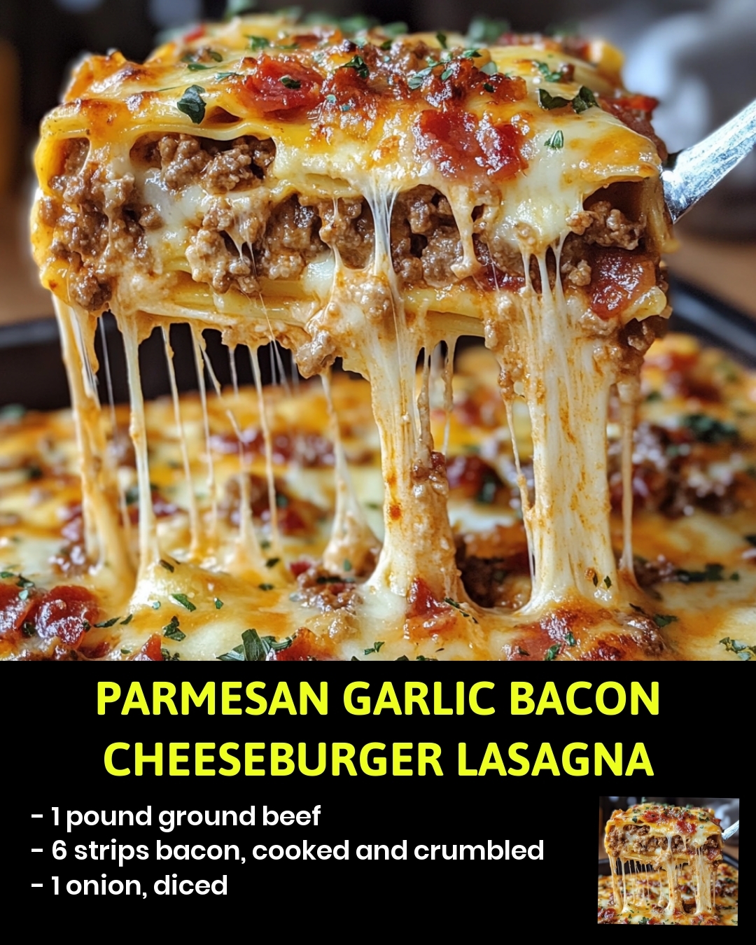 Parmesan Garlic Bacon Cheeseburger Lasagna