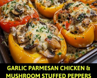 Garlic Parmesan Chicken & Mushroom Stuffed Peppers
