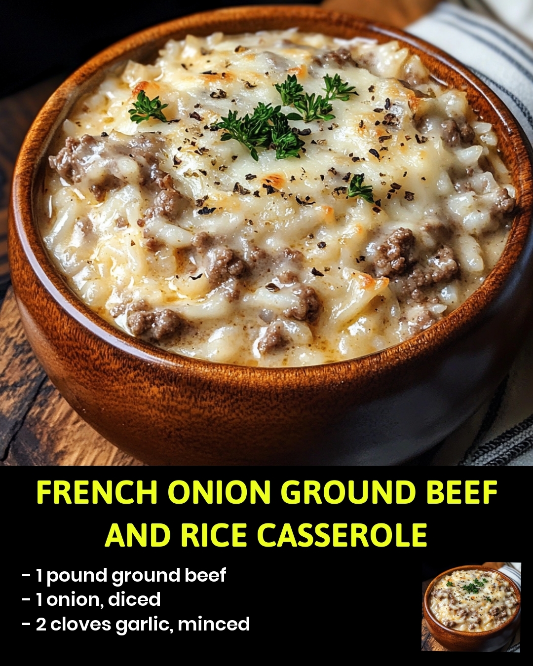 French Onion Ground Beef and Rice Casserole