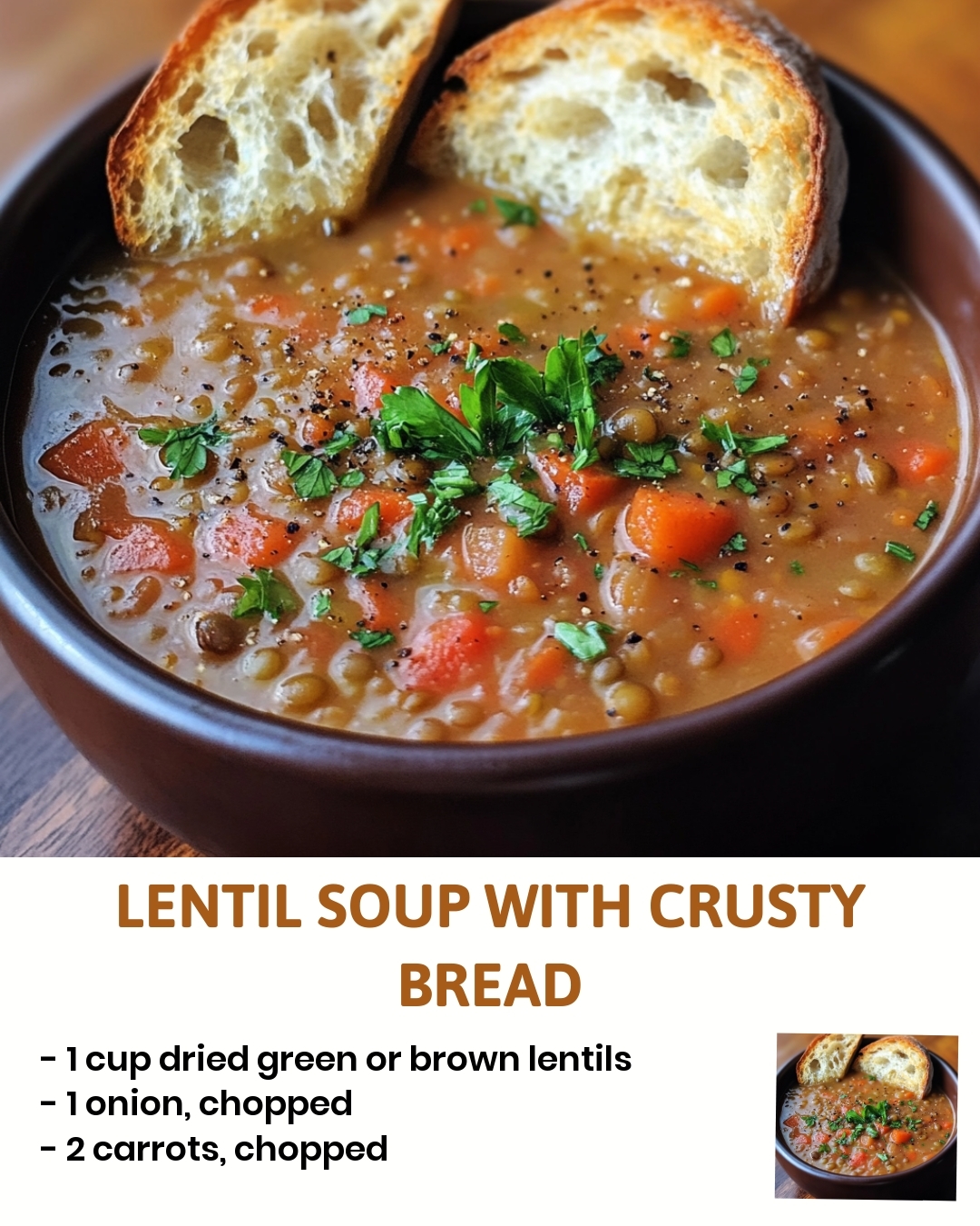 Lentil Soup with Crusty Bread